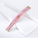 Bohemian multilayer leather crystal stone bracelet, gold and silver symmetrical multilayer all-match leather woven bracelet