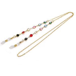 Sunglasses hanging chain colorful diamond hanging neck rope metal copper snow chain mask chain