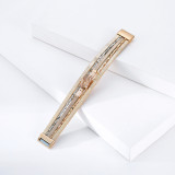 Bohemian multilayer leather crystal stone bracelet, gold and silver symmetrical multilayer all-match leather woven bracelet