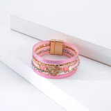 Bohemian multilayer leather crystal stone bracelet, gold and silver symmetrical multilayer all-match leather woven bracelet