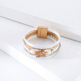 Bohemian multilayer leather crystal stone bracelet, gold and silver symmetrical multilayer all-match leather woven bracelet