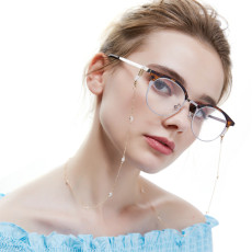 Thick gold plating zircon metal glasses chain lanyard personalized glasses rope lanyard glasses accessories (15 white diamonds)