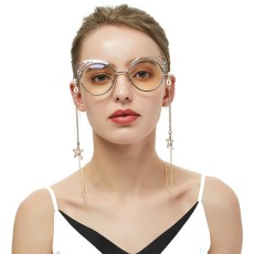 Popular metal glasses rope golden five-star pearl pendant glasses chain anti-lost hanging neck (five-pointed star + beads)