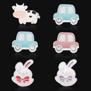 12MM Cartoon design metal silver plated snap charms Multicolor