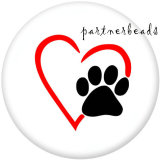 20MM dog Pattern  Love  Print   glass  snaps buttons