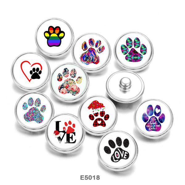 20MM dog Pattern  Love  Print   glass  snaps buttons