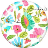 20MM   Pattern  Flower   Print   glass  snaps buttons