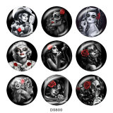 20MM   skull   girl   Print   glass  snaps buttons