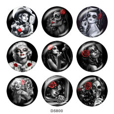 20MM   skull   girl   Print   glass  snaps buttons