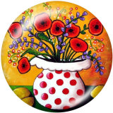20MM  color   Flower   Print   glass  snaps buttons
