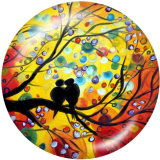 20MM  color   Flower   Print   glass  snaps buttons