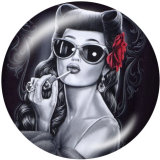 20MM   skull   girl   Print   glass  snaps buttons