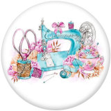 20MM  Love to Sew  Print   glass  snaps buttons