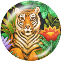 20MM  Tiger  Deer   Print   glass  snaps buttons