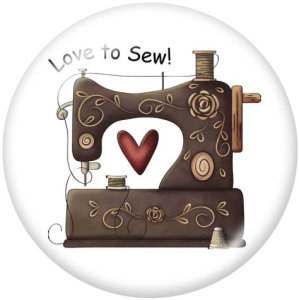 20MM  Love to Sew  Print   glass  snaps buttons