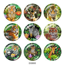 20MM  Tiger  Deer   Print   glass  snaps buttons