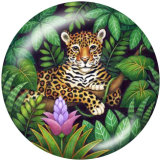 20MM  Tiger  Deer   Print   glass  snaps buttons