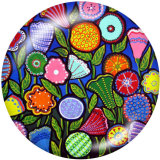 20MM  color   Flower   Print   glass  snaps buttons