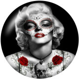 20MM   skull   girl   Print   glass  snaps buttons