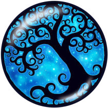 20MM   Tree   Print   glass  snaps buttons