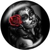 20MM   skull   girl   Print   glass  snaps buttons