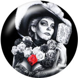 20MM   skull   girl   Print   glass  snaps buttons