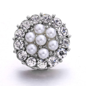 20MM pearl metal silver plated snap charms snaps jewelry