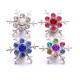 20MM snowflake  metal silver plated with Rhinestone snap charms snaps jewelry