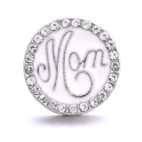 20MM Mom metal silver plated with Rhinestone snap charms snaps jewelry