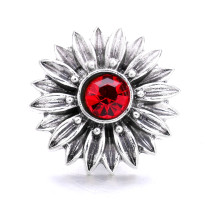 20MM flower metal silver plated with Rhinestone snap charms snaps jewelry