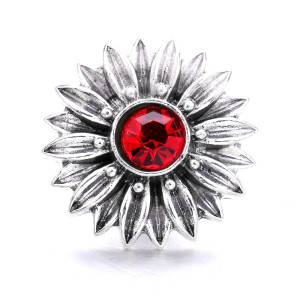 20MM flower metal silver plated with Rhinestone snap charms snaps jewelry