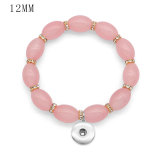 1 buttons With  snap Glass beads Elasticity  bracelet fit 12MM snaps jewelry