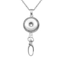 Hook necklace Badge Reel ID holder with  60cm chain fit 18&20mm chunks snap jewelry