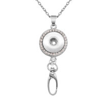 Hook necklace Badge Reel ID holder with 60cm  chain fit 18&20mm chunks snap jewelry  necklace for women