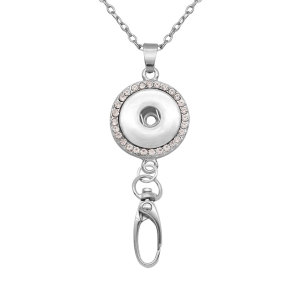 Hook necklace Badge Reel ID holder with 60cm  chain fit 18&20mm chunks snap jewelry  necklace for women