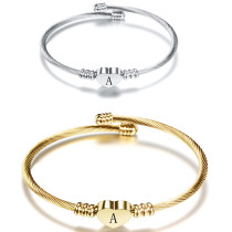 26 letter stainless steel bracelet titanium steel love letter bracelet open ladies Golden bracelet