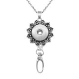 Hook necklace Badge Reel ID holder with  60cm chain fit 18&20mm chunks snap jewelry