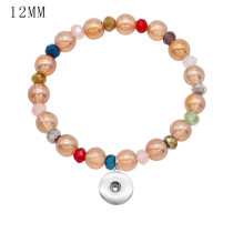 1 buttons With  snap Glass beads  Elasticity  bracelet fit12MM snaps jewelry