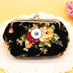 High capacity flower Snaps coin purse Storage bag Clutch bag fit 18mm snap button jewelry