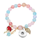 1 buttons With  snap Glass beads  Elasticity  bracelet fit18&20MM snaps jewelry