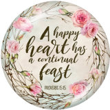 20MM  Flower  words  Print   glass  snaps buttons