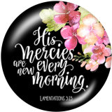 20MM  Flower  words  Print   glass  snaps buttons