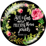20MM  Flower  words  Print   glass  snaps buttons