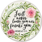 20MM  Flower  words  Print   glass  snaps buttons