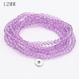80CM 1 buttons With  snap Imitation crystal  Elasticity  bracelet fit12MM snaps jewelry