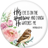 20MM  Flower  words  Print   glass  snaps buttons