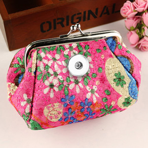 High capacity flower Snaps coin purse Storage bag Clutch bag fit 18mm snap button jewelry