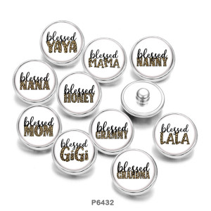 20MM  Lucky MOM MAMA GIGI  NANA  Print   glass  snaps buttons