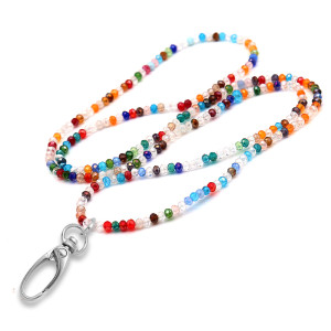80CM Imitation Crystal Colorful Bead Elastic Hook Necklace