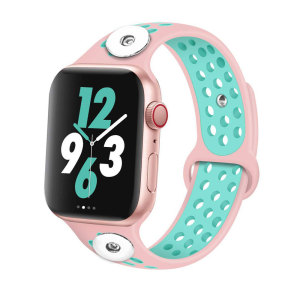 38/40MM Applicable to Apple iwatch apple watch6 generation two-color breathable sports silicone strap iwatch fit two 18mm chunks